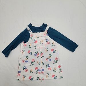 Floral Jumper Dress, 24 M With T-shirt, 18M